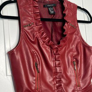 Faux Red Leather Vest